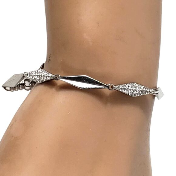 FOSSIL STEEL+PAVE CRYSTAL LINK BRACELET - Picture 1 of 7